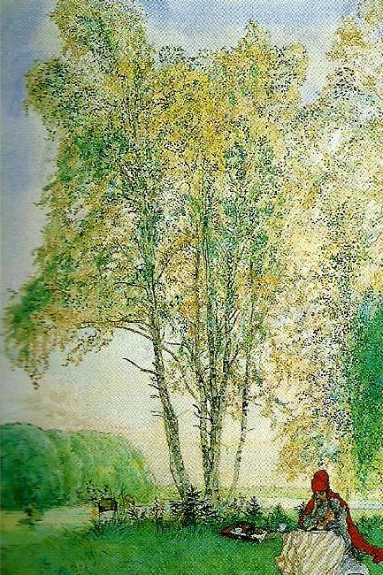 Carl Larsson unnader bjorkarna-bjorkarne oil painting picture